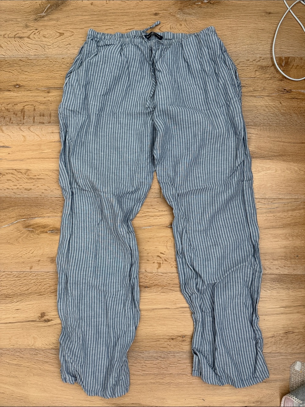 Brandy Melville Blue & White Striped Drawstring Joggers